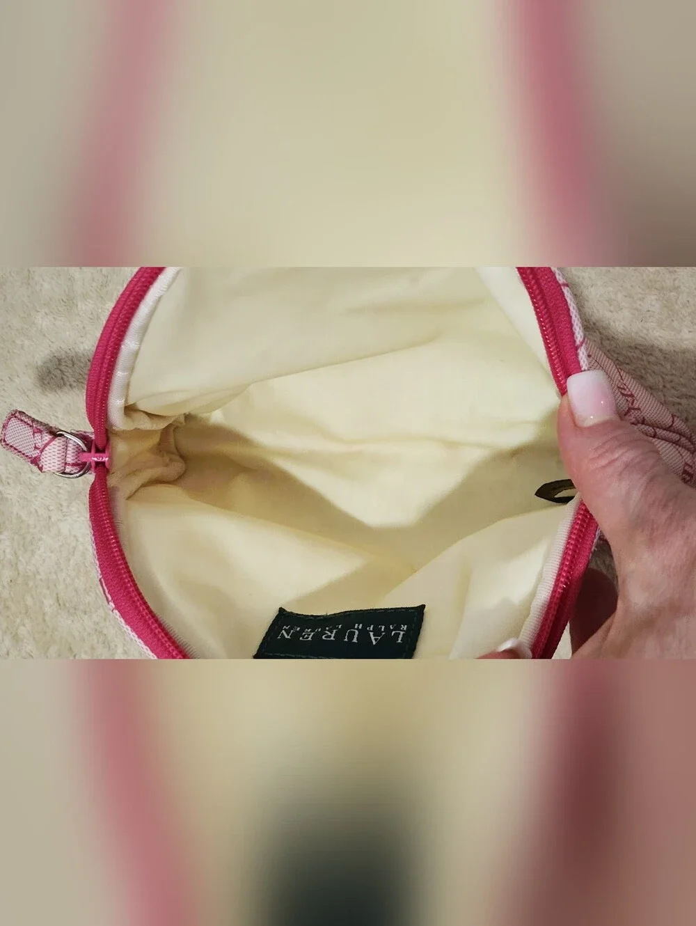 Ralph Lauren Pink RL Monogram Cosmetic Case